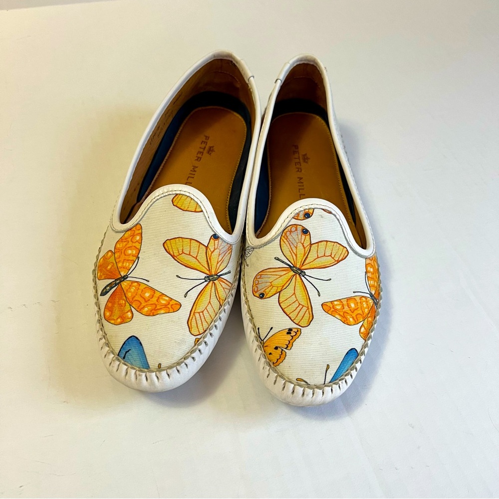 Peter Millar Signature Insetti Venetian Loafers Ivory Drivers Womens 7.5M EUC